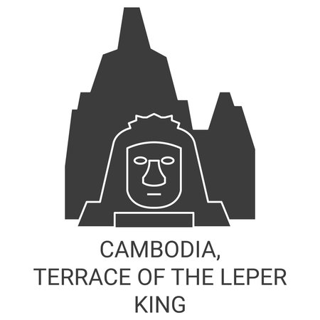 Cambodia, Terrace Of The Leper King travel landmark vector illustrationのイラスト素材