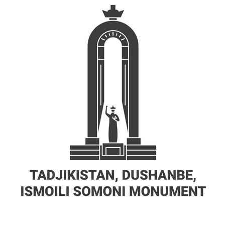 Tadjikistan, Dushanbe, Ismoili Somoni Monument travel landmark vector illustrationのイラスト素材
