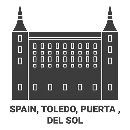 Spain, Toledo, Puerta Del Sol travel landmark vector illustrationのイラスト素材
