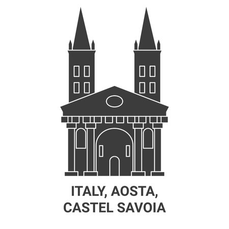 Italy, Aosta, Castel Savoia travel landmark vector illustrationのイラスト素材