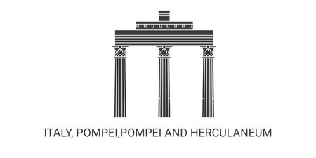 Italy, Pompei,Pompei And Herculaneum travel landmark vector illustrationのイラスト素材