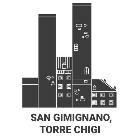 Italy, San Gimignano, Torre Chigi travel landmark vector illustrationのイラスト素材