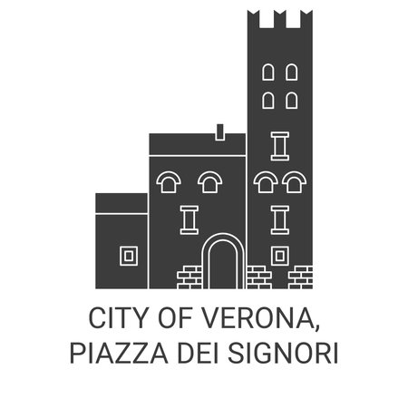 Italy, Verona, Piazza Dei Signori travel landmark vector illustrationのイラスト素材