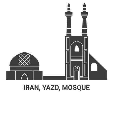 Iran, Yazd, Jmeh Mosque travel landmark vector illustrationのイラスト素材