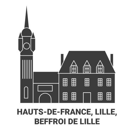 France, Beffroi De Lille travel landmark vector illustrationのイラスト素材
