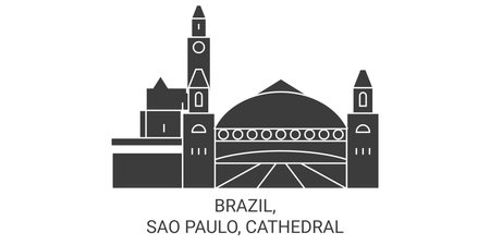 Brazil, Sao Paulo, Cathedral travel landmark vector illustrationのイラスト素材
