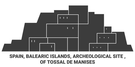 Spain, Balearic Islands, Archeological Site , Of Tossal De Manises travel landmark vector illustrationのイラスト素材