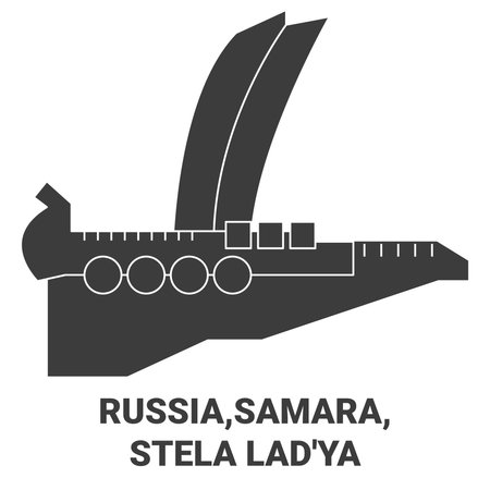 Russia,Samara, Stela Ladya travel landmark vector illustrationのイラスト素材