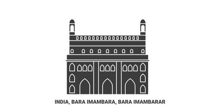 India, Bara Imambara, Bara Imambarar travel landmark vector illustrationのイラスト素材