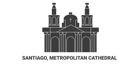 Chle, Santiago, Metropolitan Cathedral, travel landmark vector illustrationのイラスト素材