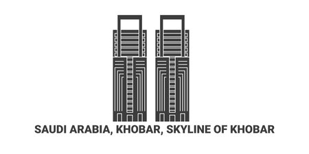 Saudi Arabia, Khobar, Skyline Of Khobar, travel landmark vector illustrationのイラスト素材