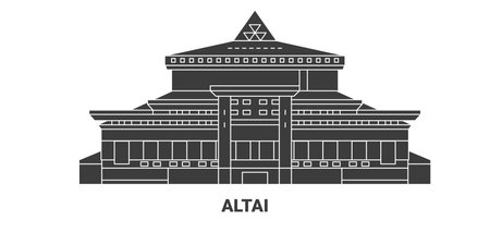 Russia, Altai travel landmark vector illustrationのイラスト素材
