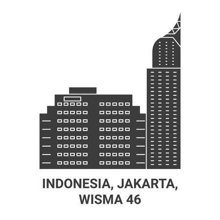 Indonesia, Jakarta, Wisma 6 travel landmark vector illustrationのイラスト素材