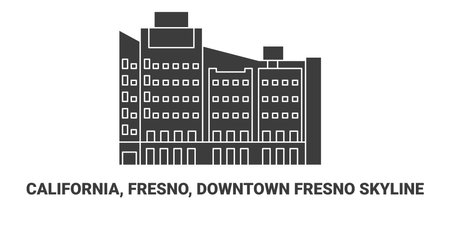 United States, California, Fresno, Downtown Fresno Skyline, travel landmark vector illustrationのイラスト素材
