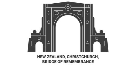 New Zealand, Christchurch, Bridge Of Remembrance travel landmark vector illustrationのイラスト素材