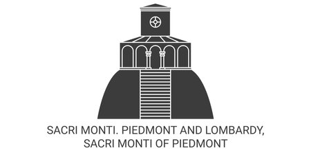 Italy, Sacri Monti Of Piedmont travel landmark vector illustrationのイラスト素材
