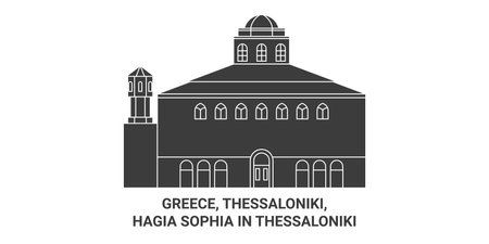 Greece, Thessaloniki, Hagia Sophia In Thessaloniki travel landmark vector illustrationのイラスト素材