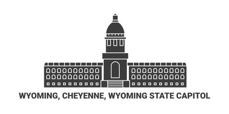 United States, Wyoming, Cheyenne, Wyoming State Capitol, travel landmark vector illustrationのイラスト素材