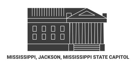 United States, Mississippi, Jackson, Mississippi State Capitol, travel landmark vector illustrationのイラスト素材