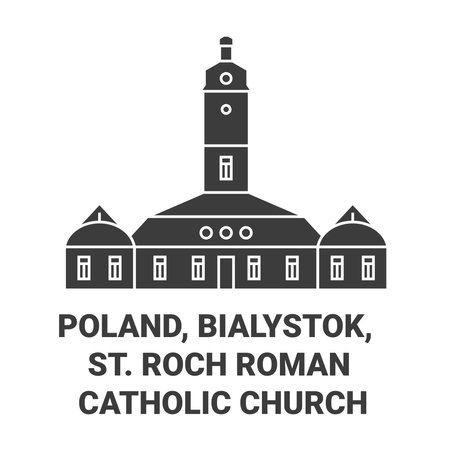 Poland, Bialystok, St. Roch Roman Catholic Church travel landmark vector illustrationのイラスト素材