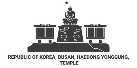 Republic Of Korea, Busan, Haedong Yonggung, Temple travel landmark vector illustrationのイラスト素材