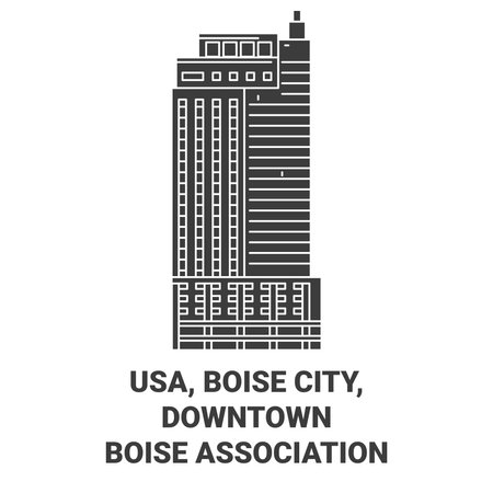 Usa, Boise City, Downtown Boise Association travel landmark vector illustrationのイラスト素材
