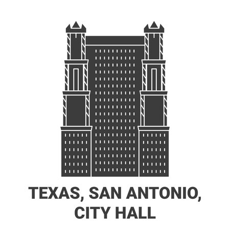 United States, Texas, San Antonio, City Hall travel landmark vector illustrationのイラスト素材