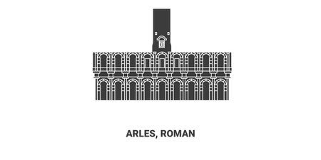 France, Arles, Roman Monument travel landmark vector illustrationのイラスト素材