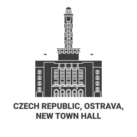Czech Republic, Ostrava, New Town Hall travel landmark vector illustrationのイラスト素材