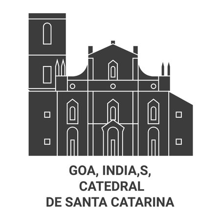 India, Goa, Catedral De Santa Catarina travel landmark vector illustrationのイラスト素材