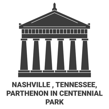 United States, Nashville , Tennessee, Parthenon In Centennial Park travel landmark vector illustrationのイラスト素材