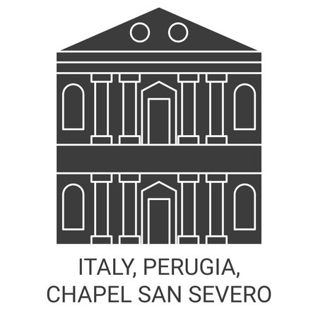 Italy, Perugia, Chapel San Severo travel landmark vector illustrationのイラスト素材