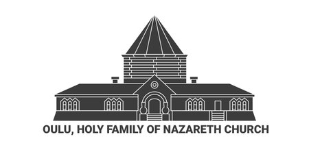 France, Oulu, Holy Family Of Nazareth Church travel landmark vector illustrationのイラスト素材