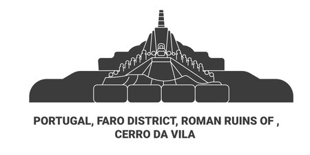 Portugal, Faro District, Roman Ruins Of , Cerro Da Vila travel landmark vector illustrationのイラスト素材