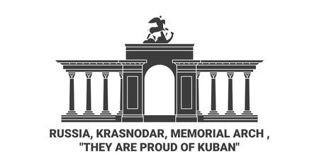 Russia, Krasnodar, Memorial Arch , They Are Proud Of Kuban travel landmark vector illustrationのイラスト素材