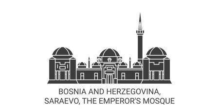 Bosnia And Herzegovina, Saraevo, The Emperors Mosque travel landmark vector illustrationのイラスト素材