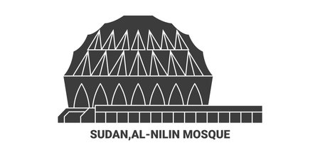 Sudan,Alnilin Mosque, travel landmark vector illustrationのイラスト素材