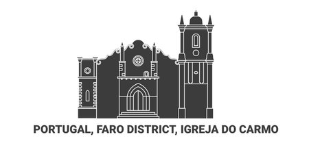 Portugal, Faro District, Igreja Do Carmo, travel landmark vector illustrationのイラスト素材
