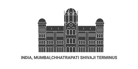 India, Mumbai,Chhatrapati Shivaji Terminus, travel landmark vector illustrationのイラスト素材