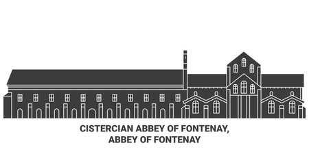France, Cistercian Abbey Of Fontenay, Abbey Of Fontenay travel landmark vector illustrationのイラスト素材