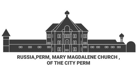 Russia,Perm, Mary Magdalene Church , Of The City Perm travel landmark vector illustrationのイラスト素材