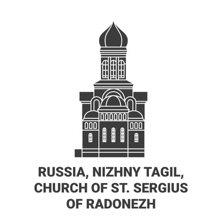 Russia, Nizhny Tagil, Church Of St. Sergius Of Radonezh travel landmark vector illustrationのイラスト素材