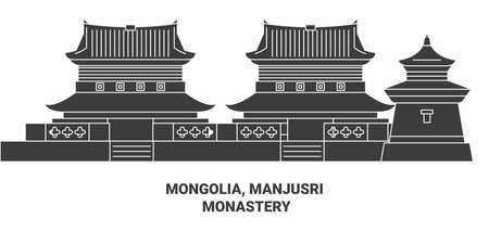 Mongolia, Manjusri Monastery travel landmark vector illustrationのイラスト素材