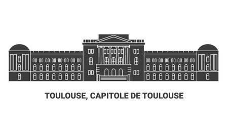 France, Toulouse, Capitole De Toulouse, travel landmark vector illustrationのイラスト素材