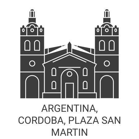 Argentina, Cordoba, Plaza San Martin travel landmark vector illustrationのイラスト素材