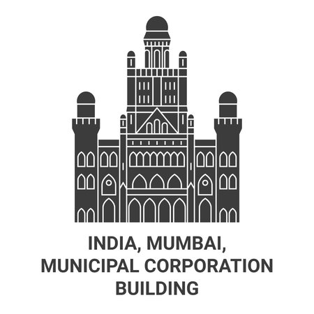 India, Mumbai, Municipal Corporation Building travel landmark vector illustrationのイラスト素材