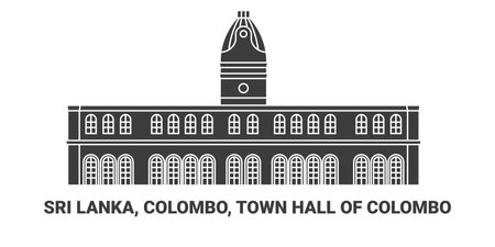 Sri Lanka, Colombo, Town Hall Of Colombo, travel landmark vector illustrationのイラスト素材