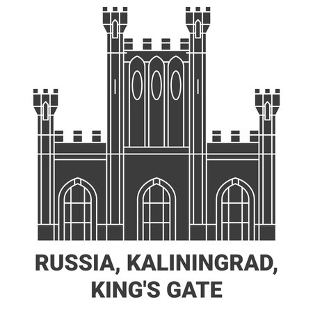 Russia, Kaliningrad, Kings Gate travel landmark vector illustrationのイラスト素材