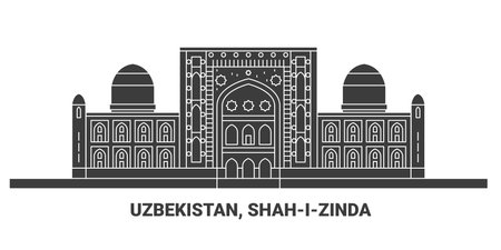 Uzbekistan, Shahizinda, travel landmark vector illustrationのイラスト素材