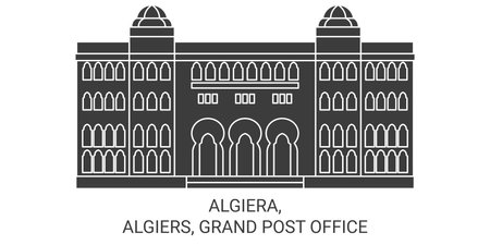 Algiera, Algiers, Grand Post Office travel landmark vector illustrationのイラスト素材
